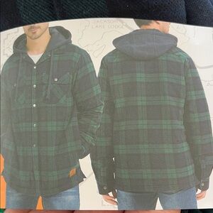 Men's quilted flannel Green and Black Performance shirt Jacket